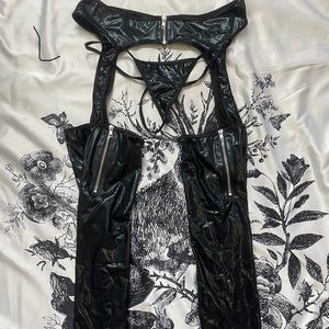 Leather assless chaps with thong